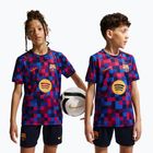 Детска футболна тениска Nike FC Barcelona Dri-Fit Pre-Match noble red/mineral yellow