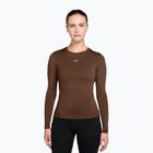 Дамска блуза с дълъг ръкав за  тренировка Nike One Fitted cacao wow/white
