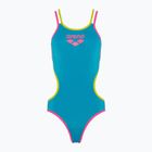 Дамски бански костюм от една част arena One Double Cross Back One Piece turquoise/fluo pink/soft green