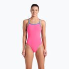 Дамски бански костюм от една част arena Lace Back Solid шокиращо розово/синьо river