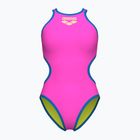 Дамски цял бански костюм arena One Biglogo One Piece shocking pink/blue river
