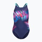 Детски цял бански костюм arena Lit Logo V Back L navy/water