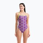 Дамски цял костюм за плуване arena Floral Challange Back violet multi/artic lime