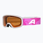 Детска скиорска маска Alpina Piney 2.0 white/pink matt