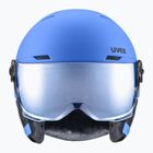 Детска ски каска UVEX Rocket Visor Jr blue matt/mirror blue/smoke