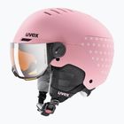 Детска ски каска UVEX Rocket Visor Jr pink confetti matt/mirror silver/lasergold lite