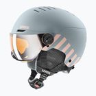 Детска ски каска UVEX Rocket Visor Jr rhino/blush matt/mirror silver/lasergold lite