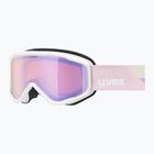 Детска скиорска маска UVEX Speedy Nova FM S2 white matt/mirror rose