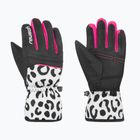 Детски скиорски ръкавици Reusch Alan Junior white/grey leopard