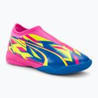Детски футболни обувки PUMA Ultra Match LL Energy IT+Mid Jr светещо розово/ултра синьо/жълто предупреждение