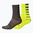 Мъжки чорапи за колоездене Endura Coolmax Stripe 2-pack hi-viz yellow/grey