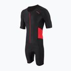Мъжки костюм за триатлон ZONE3 Activate с къс ръкав и цип black/red