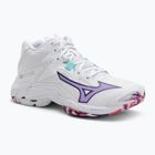 Дамски волейболни обувки Mizuno Wave Lightning Z8 Mid бели/лилаво индиго/camelliaros