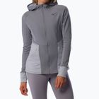 Дамско яке за бягане Mizuno Active Warm Hybrid Full Zip с качулка quicksilver