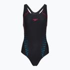 Дамски цял бански костюм Speedo Allover Panel Laneback black/purple