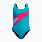 Детски цял бански костюм Speedo Hyperboom Butterfly Back mayan blue/margarita pink