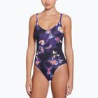 Nike Floral Blur V-Neck дамски бански от една част черен