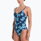 Дамски цял бански костюм Nike Poppy Print V-Neck midnight navy