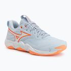 Дамски обувки за волейбол Mizuno Wave Momentum Elite blue finch/white/lava orange