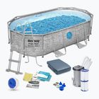 Сглобяем басейн Bestway Power Steel Swim Vista Series Oval Pool Set 427 x 250 cm сив