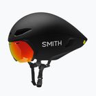 Каска за велосипед Smith Jetstream TT матово черно/хромапово червено огледало/прозрачна