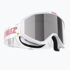 Детски скиорски очила Bliz Liner Jr white pink logo/pink&silver mirror