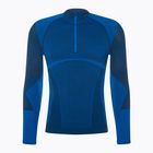 Мъжка термална тениска Mico Warm Control Zip Neck синя IN01852