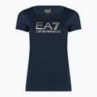 EA7 Emporio Armani Train Лъскава тъмносиня тениска с лого в светло златисто