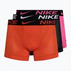 Nike Dri-FIT Cotton Trunk мъжки боксерки 3 чифта пикантно червено/лазерна фуксия/черно