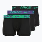 Мъжки боксерки Nike Dri-Fit Essential Micro Trunk 3 чифта black green shock/wild violet/black text wb