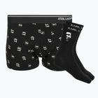Мъжки комплект боксерки + чорапи KARL LAGERFELD Ikon Trunk aop karl dot black