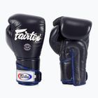 Fairtex Стилни ъглови боксови ръкавици за спаринг - заключен палец, сини
