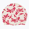 Детска шапка за плуване Speedo Slogan Print бяла/червена