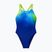 Детски цял бански костюм Speedo Digital Placement Powerback night watch/citrus green