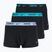 Мъжки боксерки Nike Everyday Cotton Stretch Trunk 3 чифта черно светло амирово синьо/прашен кактус/черен колан