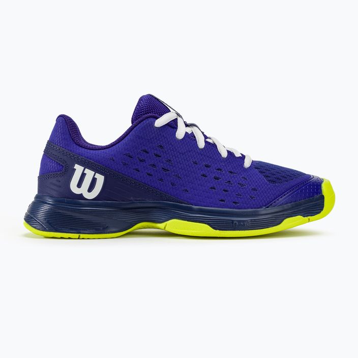 Детски обувки за тенис Wilson Rush Pro L Jr синьо/синя щампа/безопасно жълто 2
