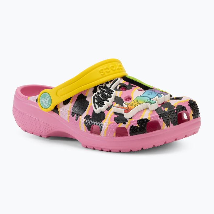 Детски джапанки Crocs Ron English Party Animals Classic Clog Kids pink lemonade/multi