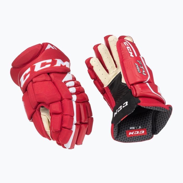 CCM JetSpeed FT4 Pro SR червени/бели ръкавици за хокей