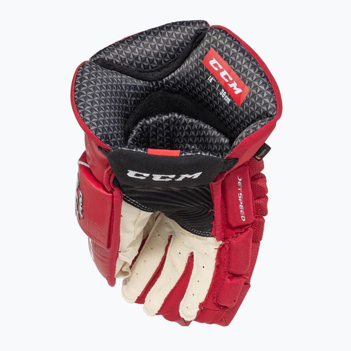 CCM JetSpeed FT4 Pro SR червени/бели ръкавици за хокей 4
