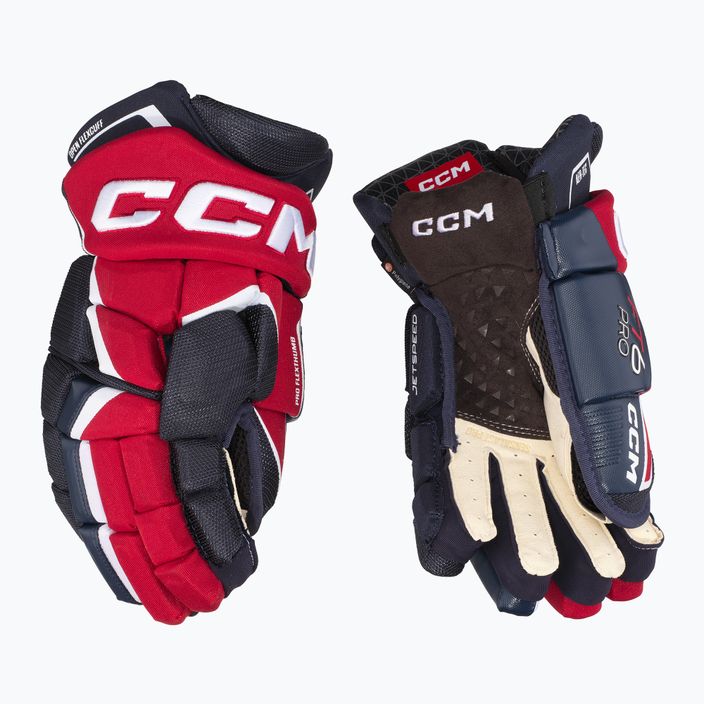 CCM JetSpeed FT6 Pro SR тъмночервени/червени/бели ръкавици за хокей 2