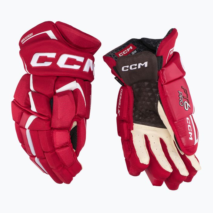 CCM JetSpeed FT6 Pro SR червени/бели ръкавици за хокей 2