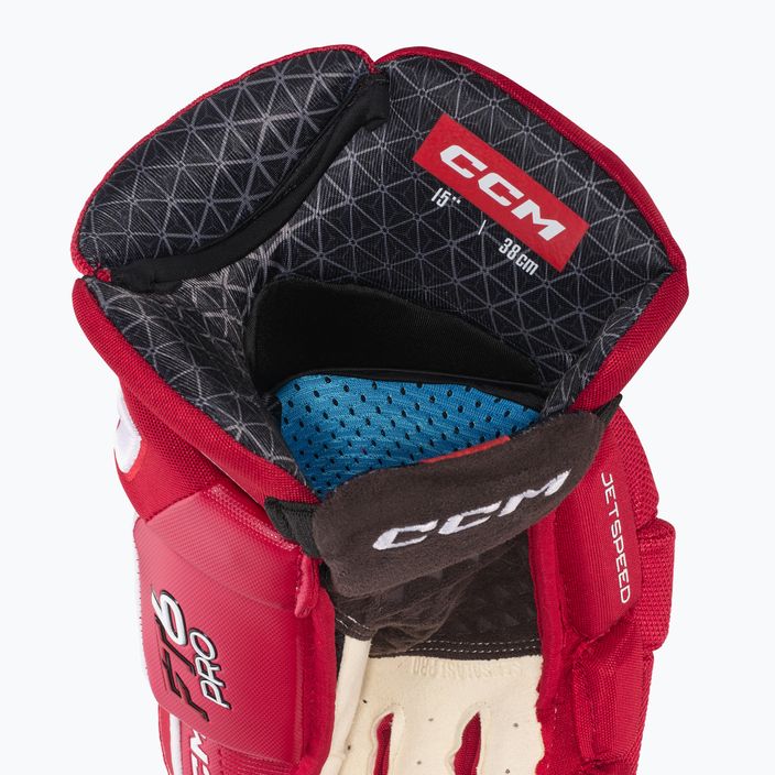 CCM JetSpeed FT6 Pro SR червени/бели ръкавици за хокей 4