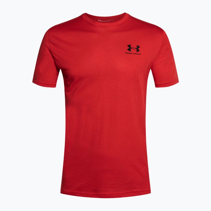 Мъжка тениска за тренировки Under Armour Sportstyle Left Chest SS червено/черно 4