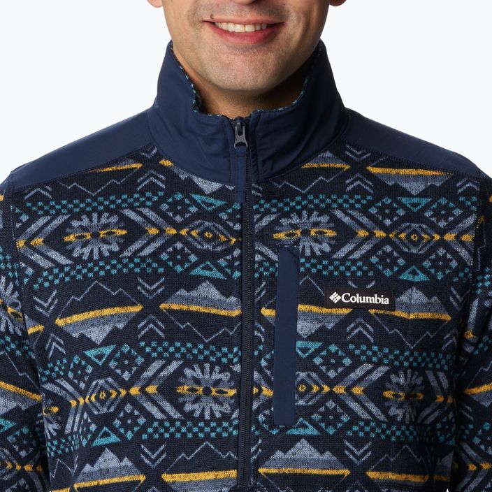 Мъжки суитчър Columbia Sweater Weather II Printed колежански тъмносин кариран суитчър с печат на върхове за трекинг 4