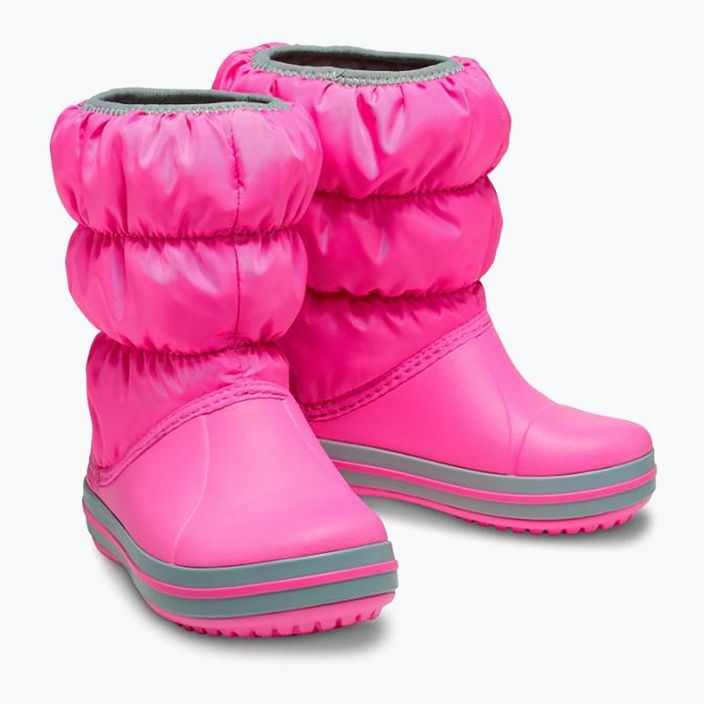 Crocs Winter Puff Детски ботуши за сняг електриково розово/светло сиво 12