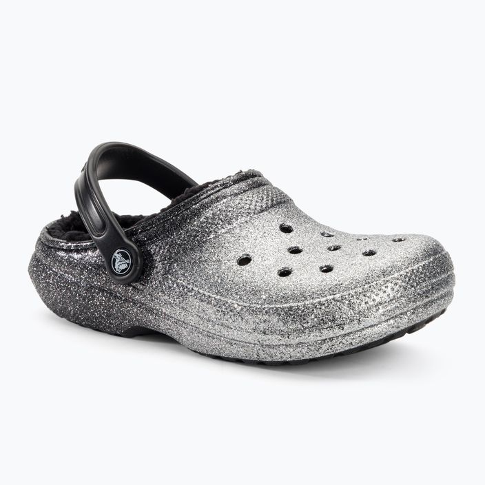 Crocs Classic Glitter Lined Clog black/silver джапанки 2