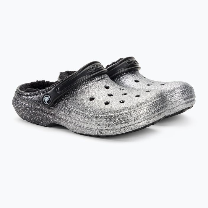Crocs Classic Glitter Lined Clog black/silver джапанки 5