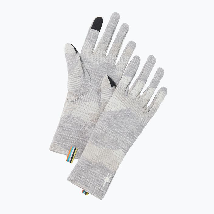 Smartwool Thermal Merino светло сиви ръкавици за трекинг с планински пейзаж 6