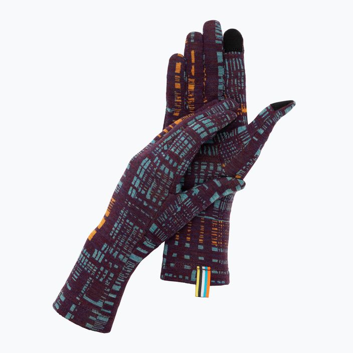 Smartwool Thermal Merino ръкавици за трекинг purple iris digi plaid