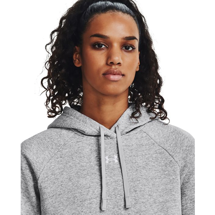 Under Armour дамска качулка Rival Fleece Hoodie mod gray light heather/white 4